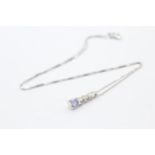 9ct White Gold Diamond & Tanzanite Pendant Necklace (2.3g)