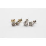 2 X 9ct White Gold Paired Diamond Stud Earrings (1.6g)