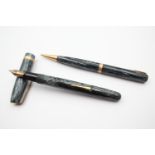 Vintage Waterman W3 Blue Fountain Pen w/ 14ct Gold Nib, Matching Pencil Etc // Vintage Waterman W3