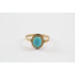 15ct Gold Turquoise Oval Cabochon Single Stone Ring (2g) Size P