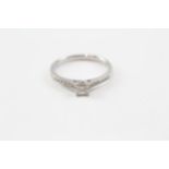 18ct White Gold Princess Cut Single Stone Ring With Diamond Set Shank (2.7g) Size O
