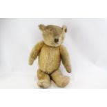 Merrythought Vintage 1930s Mohair Jointed Growler Teddy Bear W/ Button & Label // Height: 51 cm (