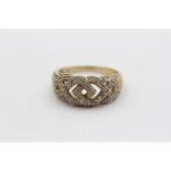 9ct Gold Vintage Diamond Set Woven Plat Band Ring (3.5g) Size Q 1/2