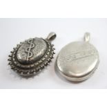Two Victorian Silver Mourning Lockets (40g)