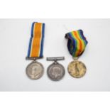 3x WW1 Medals War 2879 Pte Fox RScots, 1534 Gnr Liley RA, Victory Pte Watson AVC // In antique