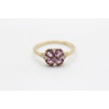 9ct Gold Vintage Pink And White Sapphire Set Cluster Ring (2.1g) Size N