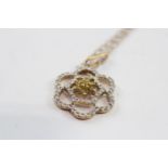 9ct Gold Diamond Set Flower Pendant Necklace (3g)