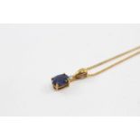 9ct Gold Sapphire & Diamond Pendant Necklace (1.4g)