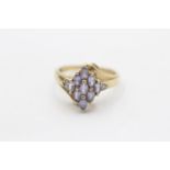 9ct Gold Diamond Accented Tanzanite Set Marquise Shaped Ring (2.4g) Size L