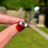 9ct Gold Vintage Amethyst And Opal Five Stone Eternity Ring (2.2g) Size M 1/2