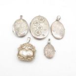 Five Vintage Silver Photo Locket Pendants (48g)