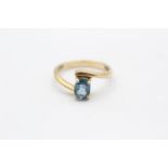 9ct Gold London Blue Topaz Set Solitaire Ring (2.2g) Size N