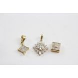 3x 9ct diamond pendants 2.6g