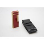 DUNHILL Gold Plated & Burgundy Lacquer Cigarette Lighter - 133313 (63g) // UNTESTED In previously