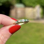 9ct Gold Diamond And Emerald Seven Stone Eternity Ring (2.1g) Size M