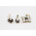 3 X 9ct Gold Opal Pendants Inc. Diamond & Sapphire (3.8g)