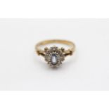 9ct Gold Vintage Diamond And Sapphire Set Cluster Ring (2.5g) Size N