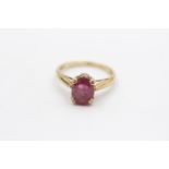 9ct Gold Glass Filled Ruby Set Solitaire Ring (2.6g) Size N