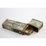 Antique 19th Century Gilt Brass & Mother of Pearl Etui Case & Set // Dimensions - 9.4cm x 3.5cm In