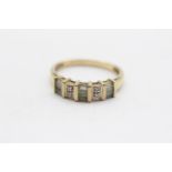 9ct Gold Vintage Diamond And Aquamarine Set Band Ring (2.2g) Size N