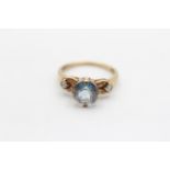 9ct Gold Blue Coated Topaz And White Topaz Set Trilogy Ring (2.6g) Size N