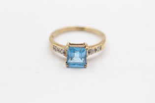 9ct Gold Blue Topaz & Diamond Dress Ring (1.7g) Size M