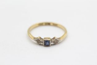 18ct Gold Vintage Sapphire & Diamond Trilogy Ring (1.8g) Size N