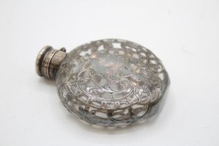 Antique / Vintage Stamped .925 Sterling Silver Circular Scent Bottle (128g) // w/ Vacant Cartouche