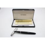 Vintage PARKER 51 Black FOUNTAIN PEN w/ Brushed Steel Cap WRITING Boxed // Vintage PARKER 51 Black