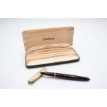 Vintage PARKER 51 Burgundy FOUNTAIN PEN w/ Rolled Gold Cap WRITING Boxed // Vintage PARKER 51