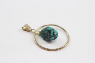 8ct Gold Vintage Turquoise Pendant (1.7g)