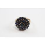 9ct Gold Sapphire Cluster Cocktail Ring (4.1g) Size L½