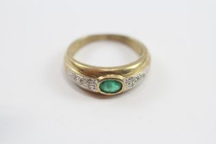 9ct Gold Emerald & Diamond Dress Ring (2.4g) Size K