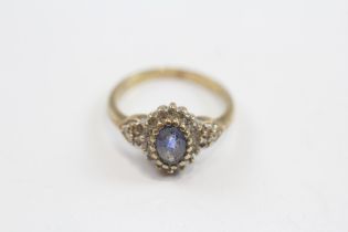 9ct Gold Vintage Sapphire & Diamond Cluster Dress Ring (2.5g) Size J½