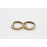 9ct Gold Snuggy Channel Set Diamond Hoop Earrings (2.6g)