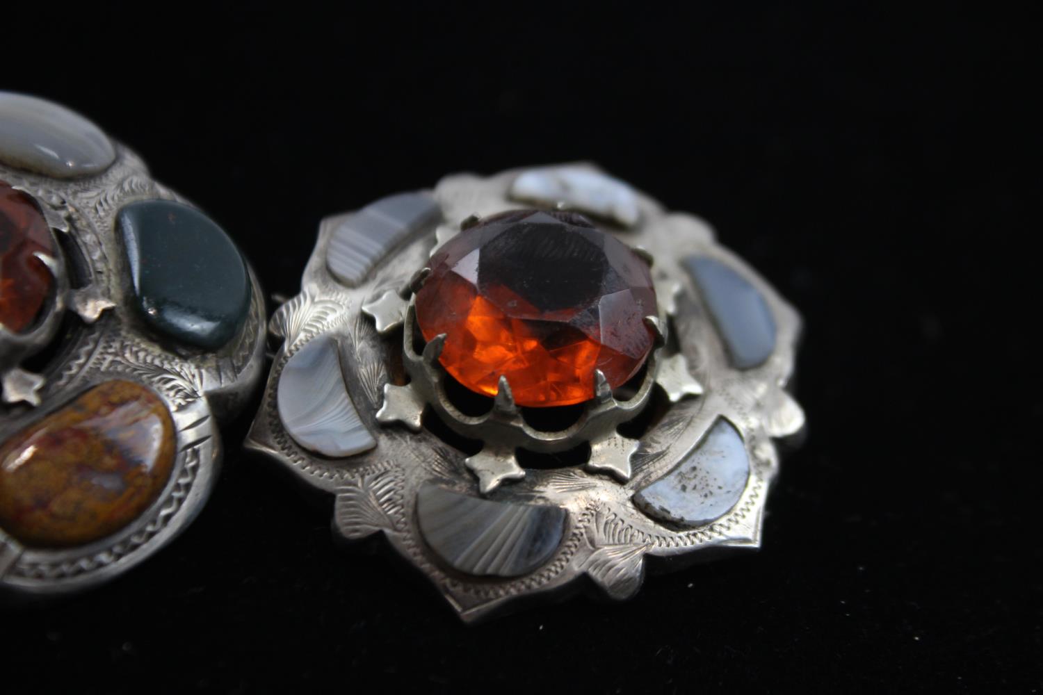 Two Victorian Silver Scottish Revival Hardstone Brooches (45g) // - Image 3 of 7