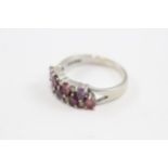 9ct White Gold Diamond, Amethyst, Garnet & Tourmaline Set Dress Ring (4.8g) Size S