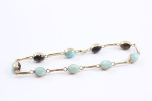 9ct Gold Amber & Amazonite 'Day & Night' Bracelet (7.8g)