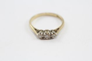 9ct Gold Diamond Trilogy Cathedral Setting Ring (1.7g) Size N