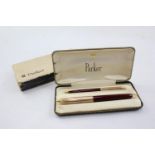 CHALK MARKED Vintage Parker 51 Burgundy Fountain Pen w/ Rolled Gold Cap, Pencil // CHALK MARKED