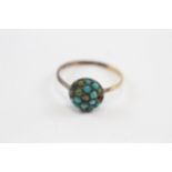 9ct Gold Antique Domed Turquoise & Diamond Ring (1.8g) Size N½