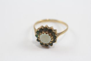 9ct Gold Opal & Emerald Cluster Ring (2.1g) Size Q½