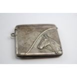 Antique Edwardian 1906 Birmingham Sterling Silver Vesta Case w/ Horse Detail 32g // Maker - Henry