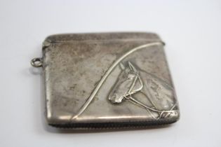 Antique Edwardian 1906 Birmingham Sterling Silver Vesta Case w/ Horse Detail 32g // Maker - Henry