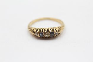 18ct Gold Antique Diamond And Sapphire Set Five Stone Ring (2.8g) Size L½