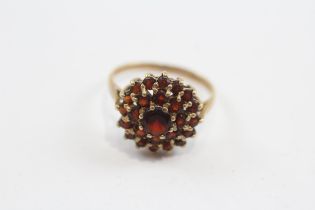 9ct Gold Garnet Double Halo Cocktail Ring (2.8g) Size N½
