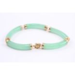 14ct Gold Oriental Jade Link Bracelet (21g)