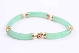 14ct Gold Oriental Jade Link Bracelet (21g)