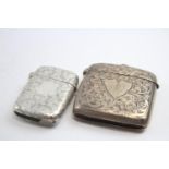 2 x Antique .925 Sterling Silver Vatsa / Match Cases Inc Edwardian Etc (43g) // Inc Edwardian,