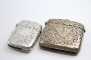 2 x Antique .925 Sterling Silver Vatsa / Match Cases Inc Edwardian Etc (43g) // Inc Edwardian,